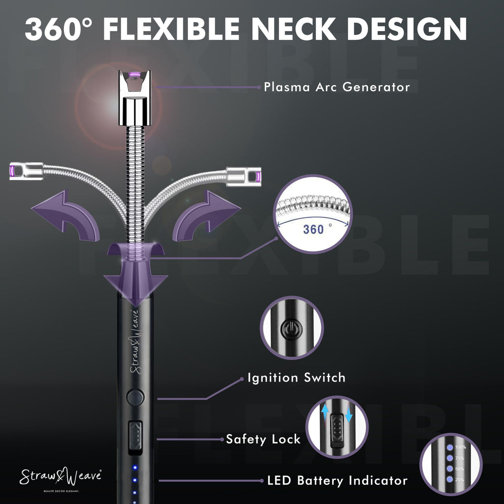 Rechargeable USB-C Electric Arc Lighter with Flexible Neck